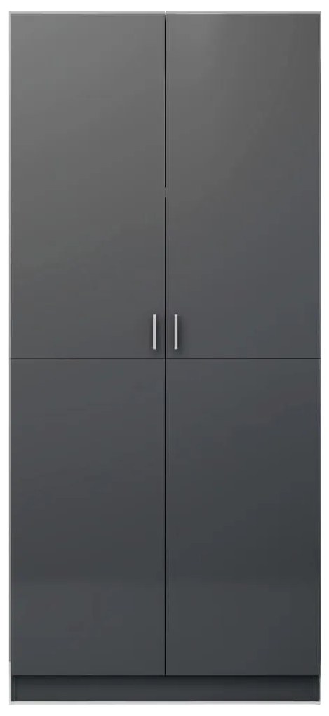 vidaXL Ντουλάπα Γυαλιστερό Γκρι 90 x 52 x 200 εκ. από Μοριοσανίδα