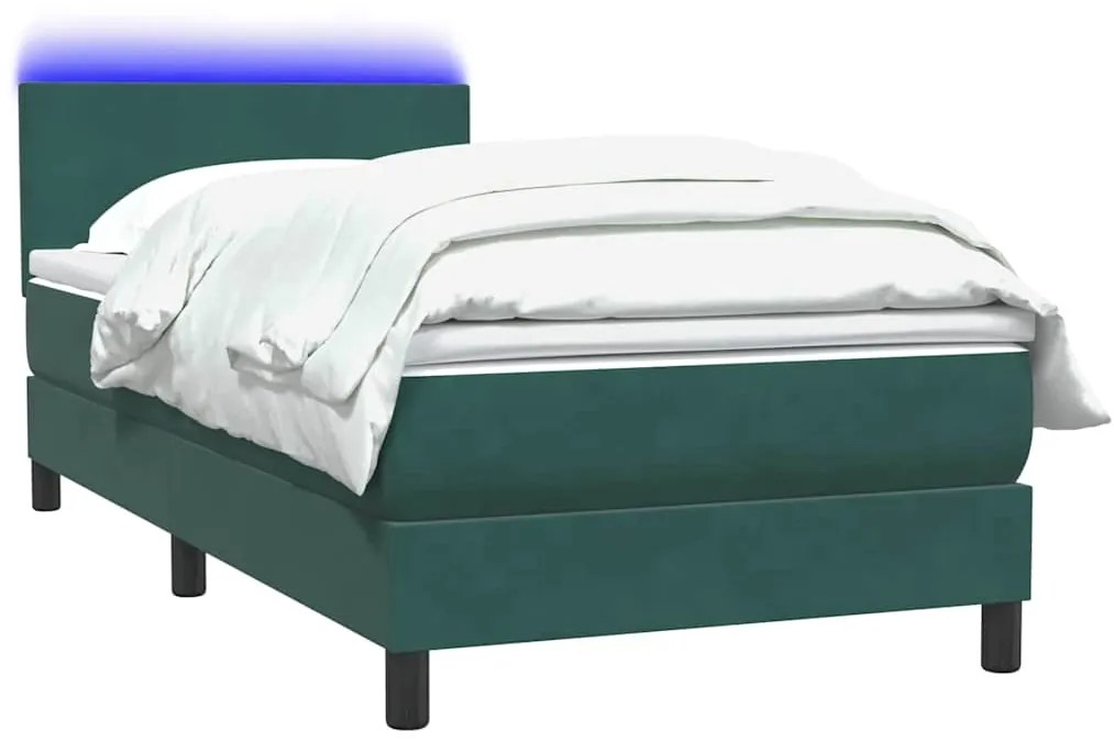 BOX SPRING ΚΡΕΒΑΤΙ ΜΕ ΣΤΡΩΜΑ ΣΚΟΥΡΟ ΠΡΑΣΙΝΟ 90X210ΕΚ. ΒΕΛΟΥΔΙΝΟ 3316674