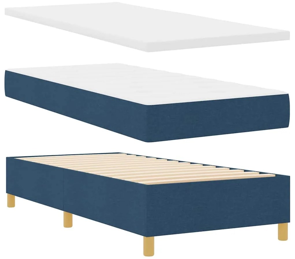 vidaXL Κρεβάτι με ελατήρια με στρώμα Μπλε 90 x 200 cm ύφασμα