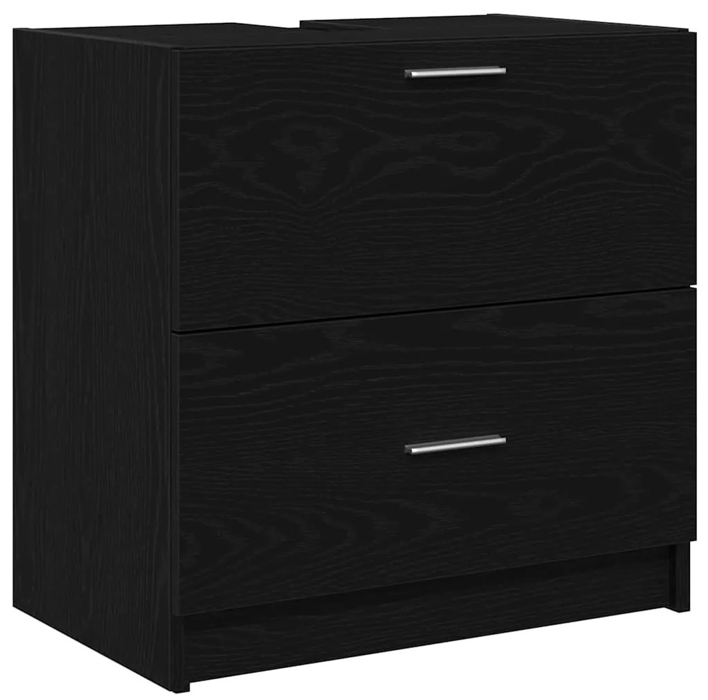 vidaXL Ντουλάπι Νεροχύτη Μαύρη Οξυά 59 x 37 x 59 cm Επεξεργασμένο ξύλο