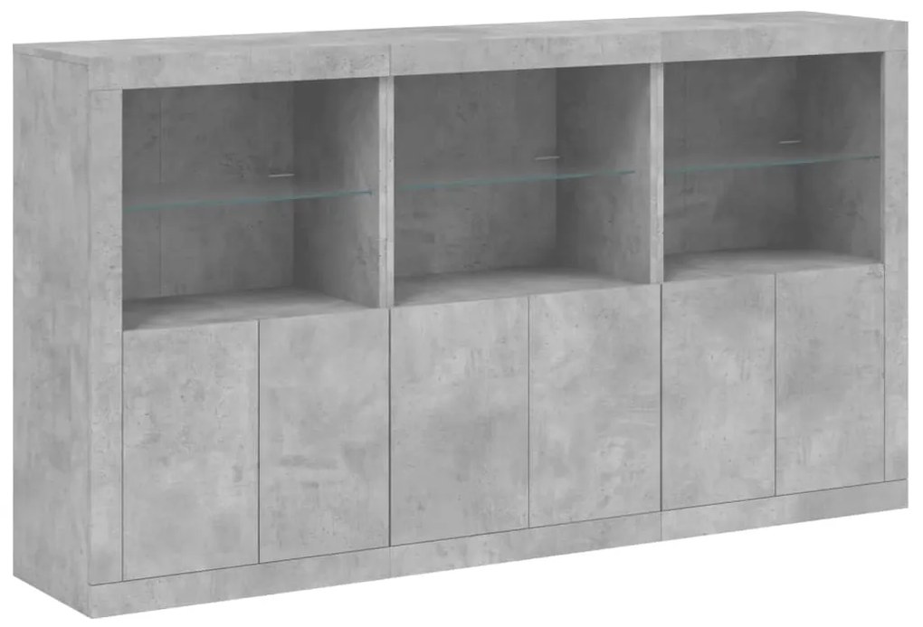 vidaXL Μπουφές με Φώτα LED Γκρι Σκυροδέματος 181,5 x 37 x 100 εκ.