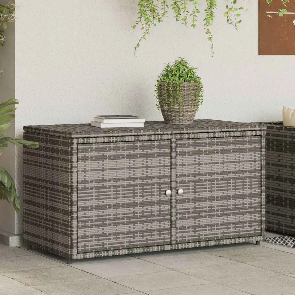 vidaXL Ντουλάπι Αποθήκευσης Κήπου Γκρι 110x55,5x60,5 εκ. Συνθ. Ρατάν