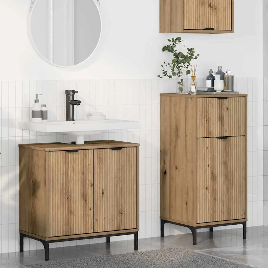vidaXL Σετ Επίπλων Μπάνιου Καρό 2 pcs artisan δρυς 39.5 x 36 x 88 εκ