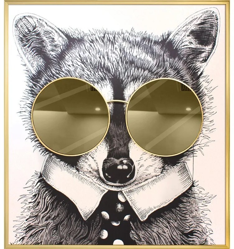 Supergreens Πίνακας "Racoon Thug Life" με Xρυσό καθρέφτη MDF/Καμβάς 118x130 εκ.