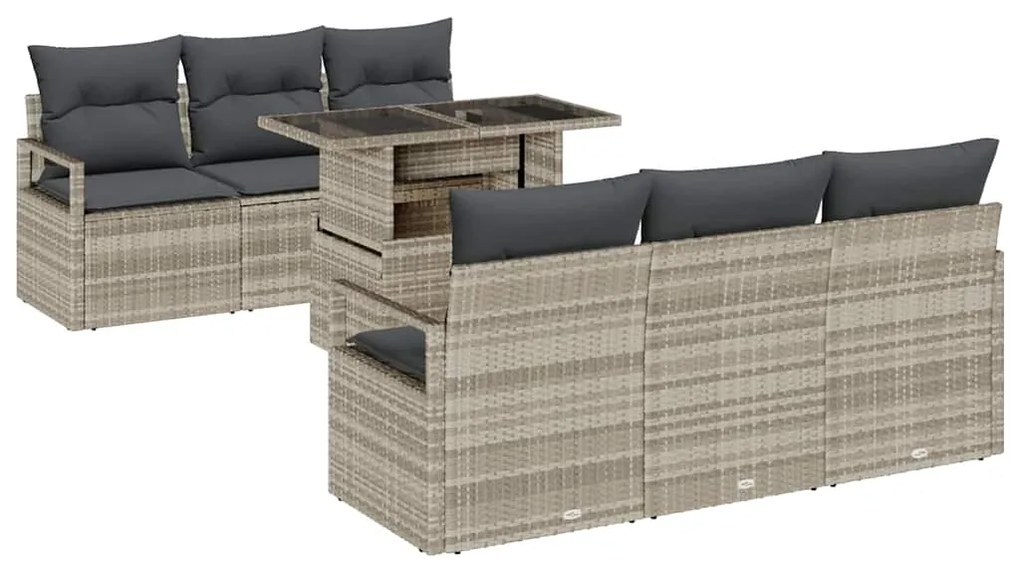 vidaXL Σετ Καναπέ Κήπου 7 pcs Ανοιχτό γκρι 100 x 55 x 73 εκ