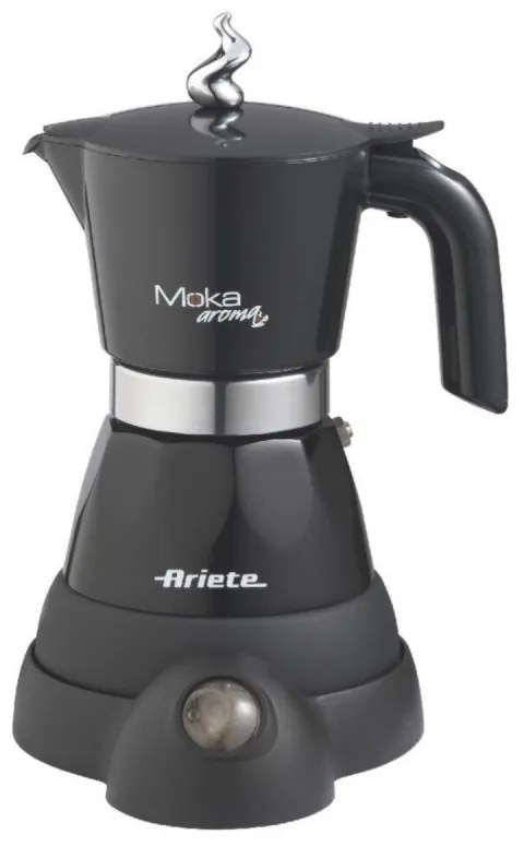 Ηλεκτρική καφετιέρα Ariete MOKA AROMA 1358/11, 400W, 4 φλιτζάνια, Ασύρματο, περιστρεφόμενη βάση 360 μοιρών, Μαύρο