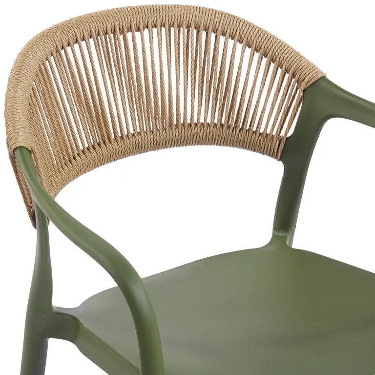 Πολυθρόνα Ankara pakoworld στοιβαζόμενη pp-pe rattan σε λαδί-φυσική απόχρωση 54x55.5x77εκ