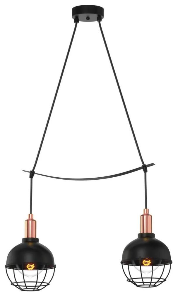Φωτιστικό Κρεμαστό Δίφωτο Μεταλλικό Μαύρο Ε27 Φ15x80cm - DD-MA-0302-2R