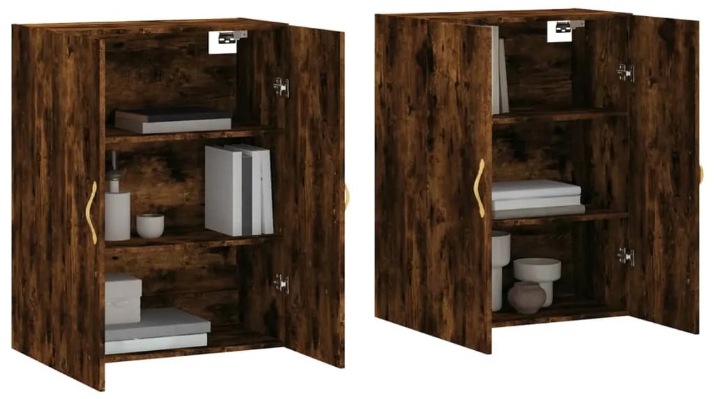 vidaXL Ντουλάπια Τοίχου 2 τεμ. Καπνιστή Δρυς 69,5 x 34 x 90 εκ.