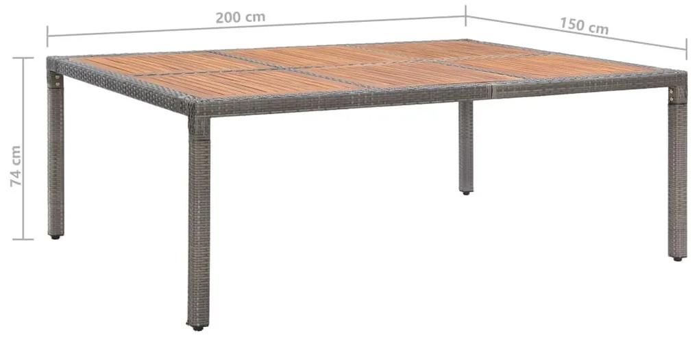 Τραπέζι Κήπου Γκρι 200x150x74 εκ. Συνθετικό Ρατάν/Ξύλο Ακακίας - Γκρι