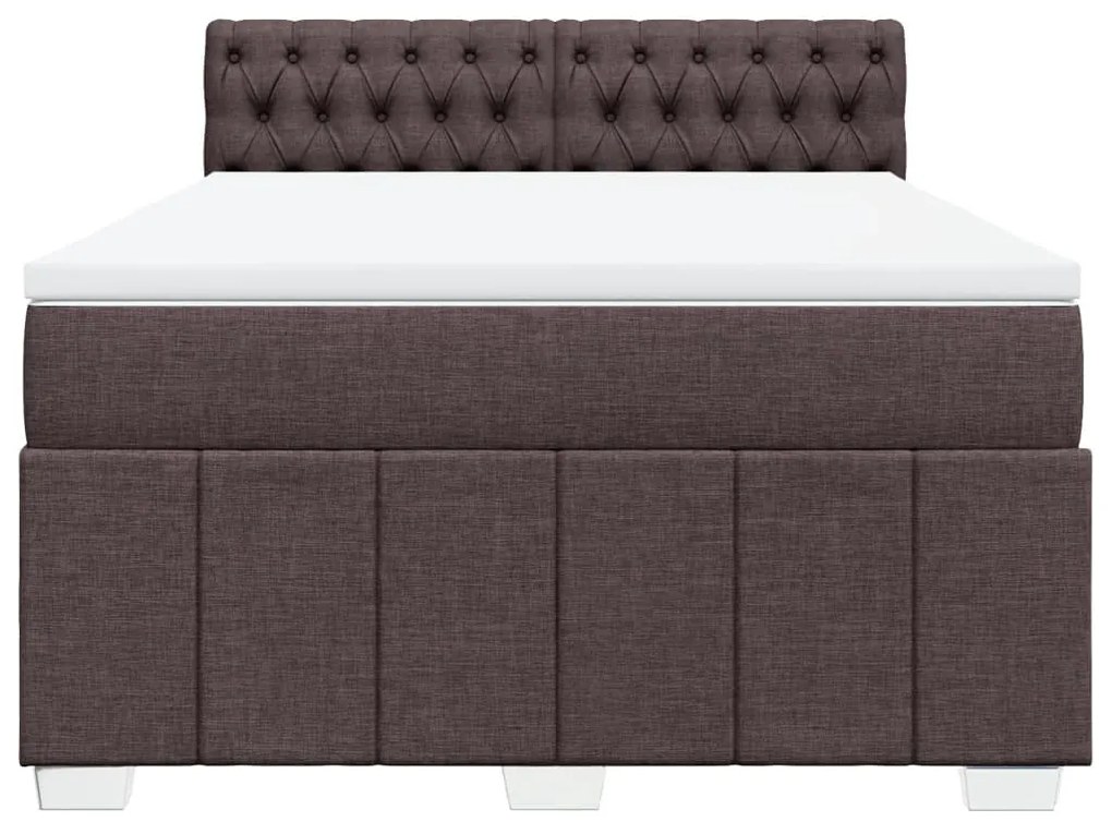 vidaXL Κρεβάτι Boxspring με Στρώμα Σκούρο Καφέ 160x200 εκ Υφασμάτινο