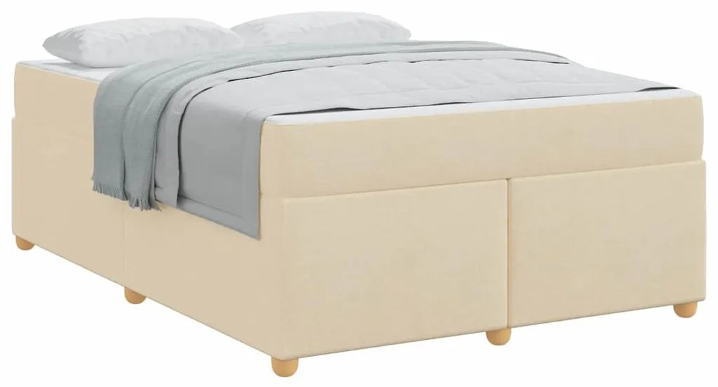 vidaXL Σκελετός Κρεβατιού με στρώμα Κρεμ 140 x 200 cm ύφασμα