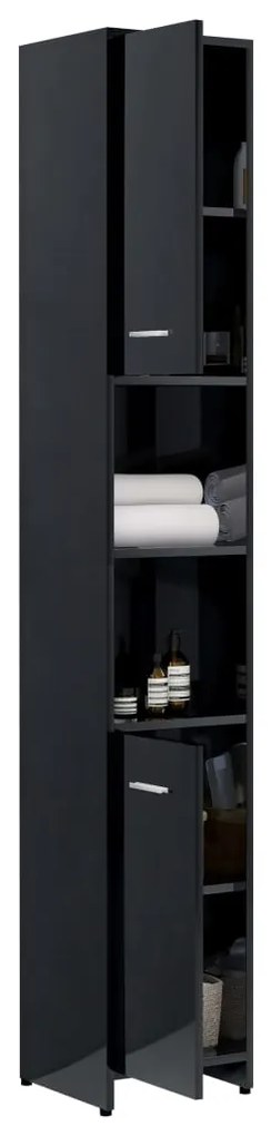 vidaXL Στήλη Μπάνιου Γυαλιστερό Μαύρο 30 x 30 x 183,5 εκ. Μοριοσανίδα