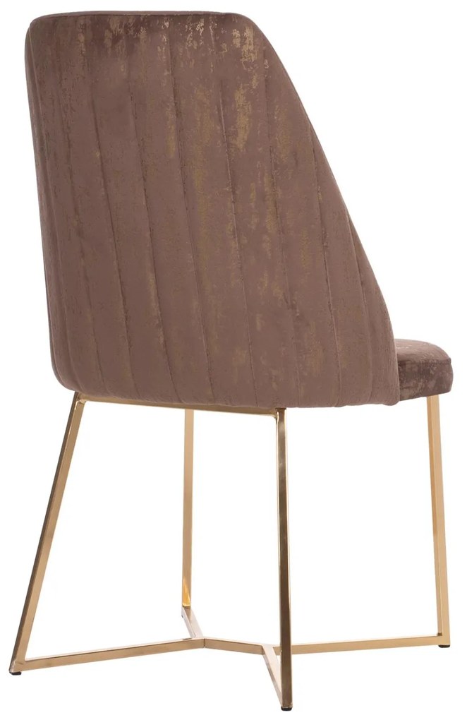 Καρέκλα ΖΙΖΙ Καφέ Βελούδο με Χρυσή Βάση 52x62x92Υεκ. 52x62x92 εκ.
