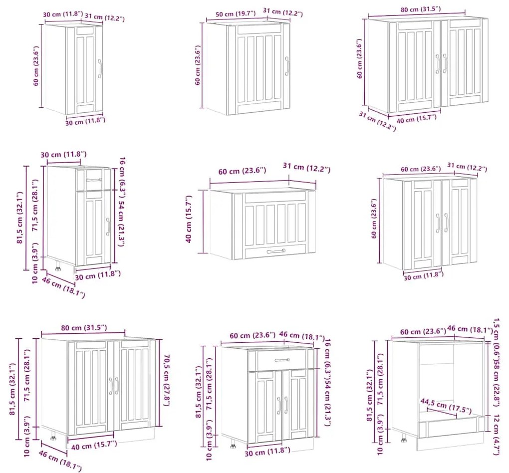 14 PIECE KITCHEN CABINET SET "LUCCA" ΜΑΥΡΟ ΚΑΤΑΣΚΕΥΑΣΜΕΝΟ ΞΥΛΟ 3314982