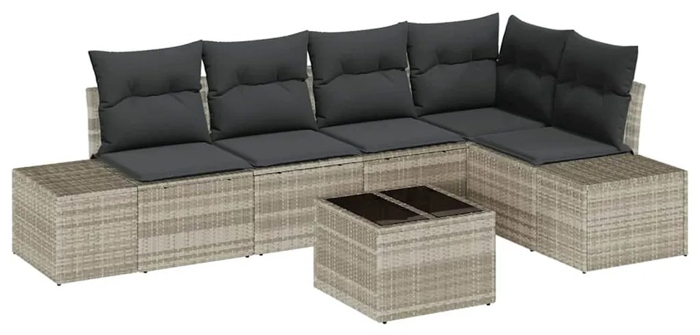 vidaXL Σετ Καναπέ Κήπου 6 pcs Ανοιχτό γκρι Πολυ ράταν