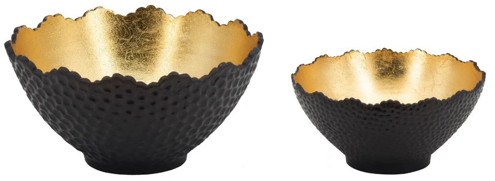 Artekko Zyra Μαύρα Διακοσμητικά Μεταλλικά Μπολ με Χρυσό στο Εσωτερικό (45.7x25.4x12.7)cm 2pcs Artekko 77857-DS