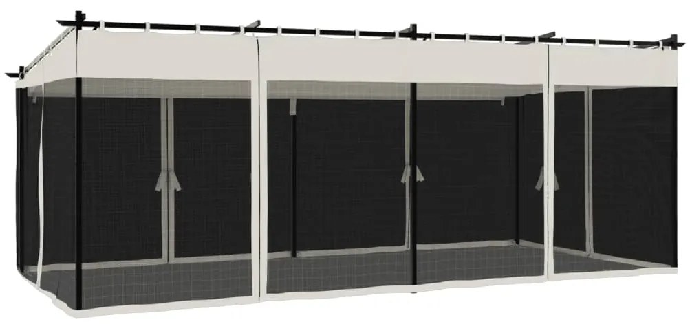 vidaXL Κιόσκι με Τοίχους από Δίχτυ Κρεμ 6x3 μ. από Ατσάλι