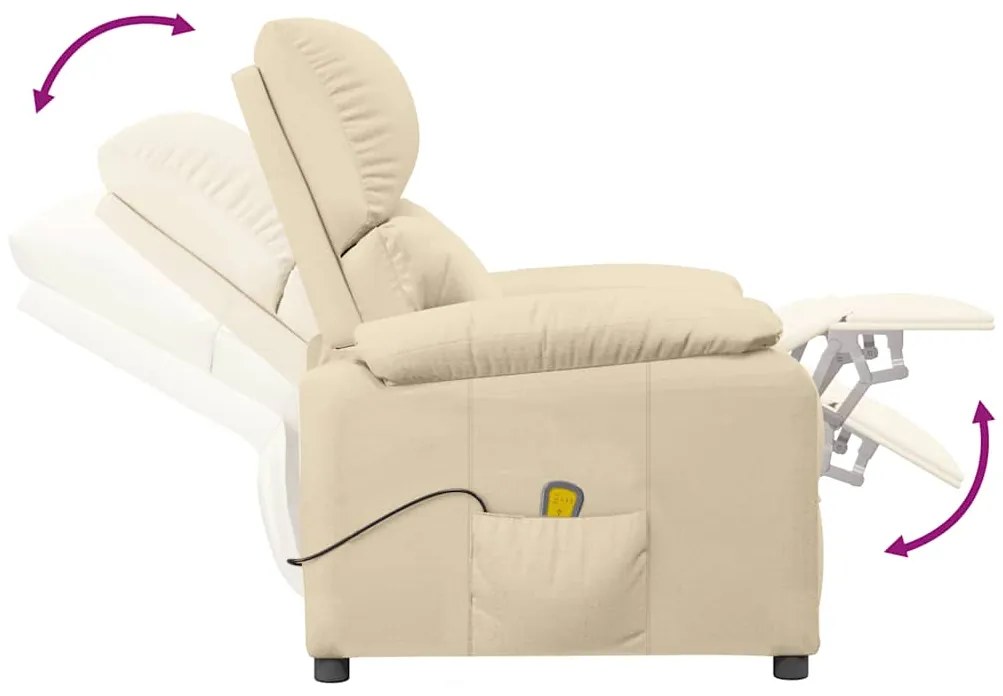 vidaXL Πολυθρόνα Μασάζ Κρεμ Υφασμάτινη