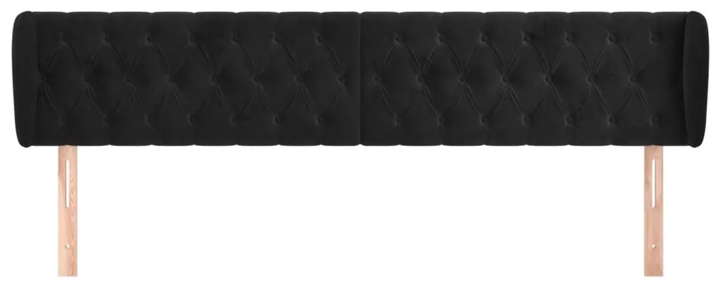 Κεφαλάρι με Πτερύγια Μαύρο 183x23x78/88 εκ. Βελούδινο - Μαύρο