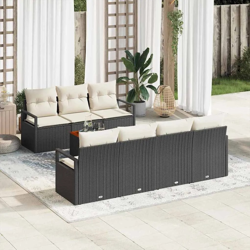 vidaXL Σετ Καναπέ Κήπου 8 pcs Μαύρος, λευκός
