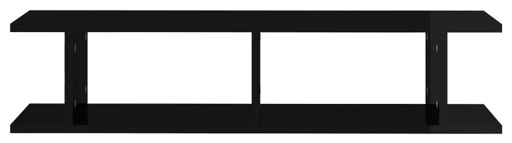 Ραφιέρες Τοίχου 2 τεμ. Γυαλιστερό Μαύρο 90x18x20 εκ Μοριοσανίδα - Μαύρο