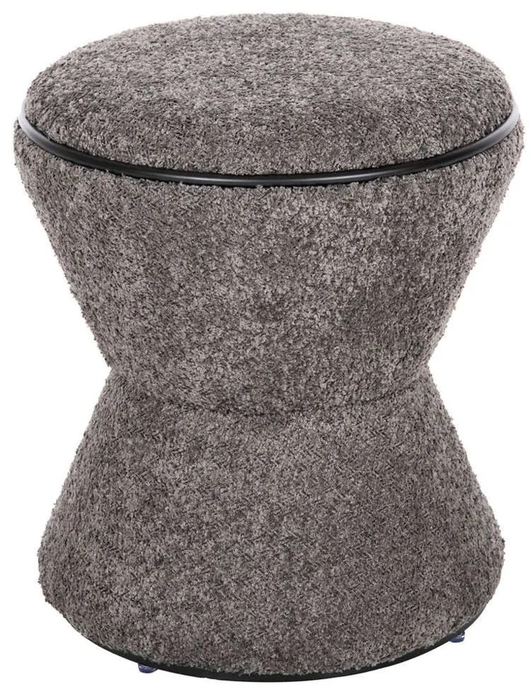 Σκαμπό Στρογγυλό Linner HM9604.01 Φ38x44cm Με Μπουκλέ Ύφασμα Grey-Black Ύφασμα