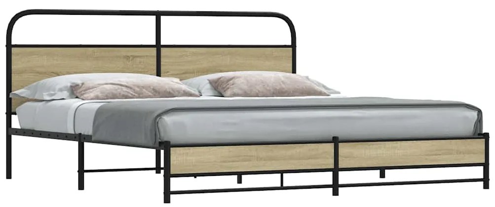 vidaXL Σκελετός Κρεβ. Χωρίς Στρώμα Sonoma Δρυς 200x200 εκ. Μεταλλικό