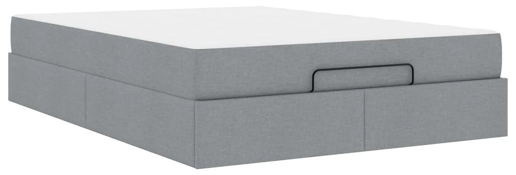 Σκελετός κρεβατιού με στρώμα 2 pcs Ανοιχτό γκρι ύφασμα