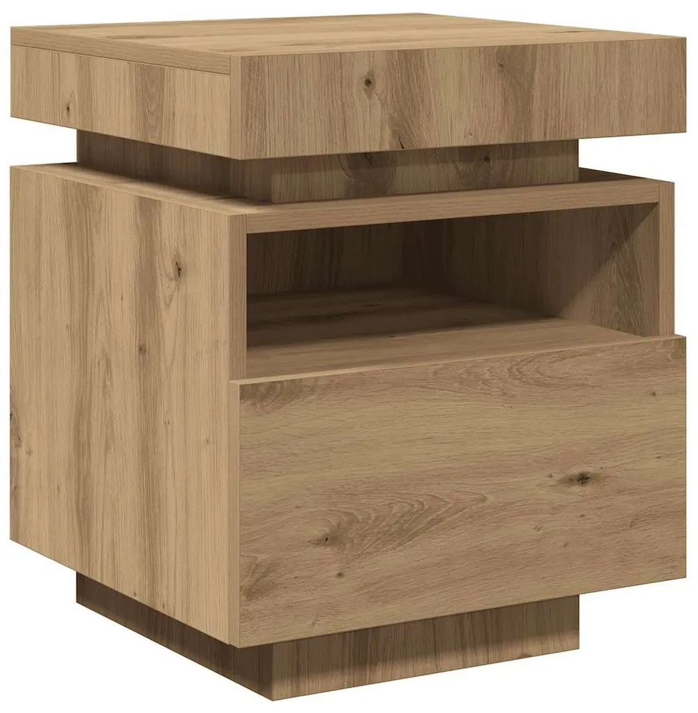 vidaXL Κομοδίνο με φώτα LED Artisan Oak 40x39x48,5 cm
