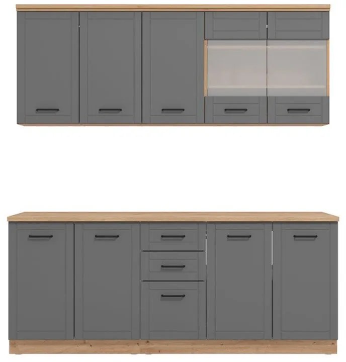 Σύνθεση Κουζίνας Valencia 200 Artisan - Γκρί Ματ 200x50x218 εκ. 200x50x218 εκ.