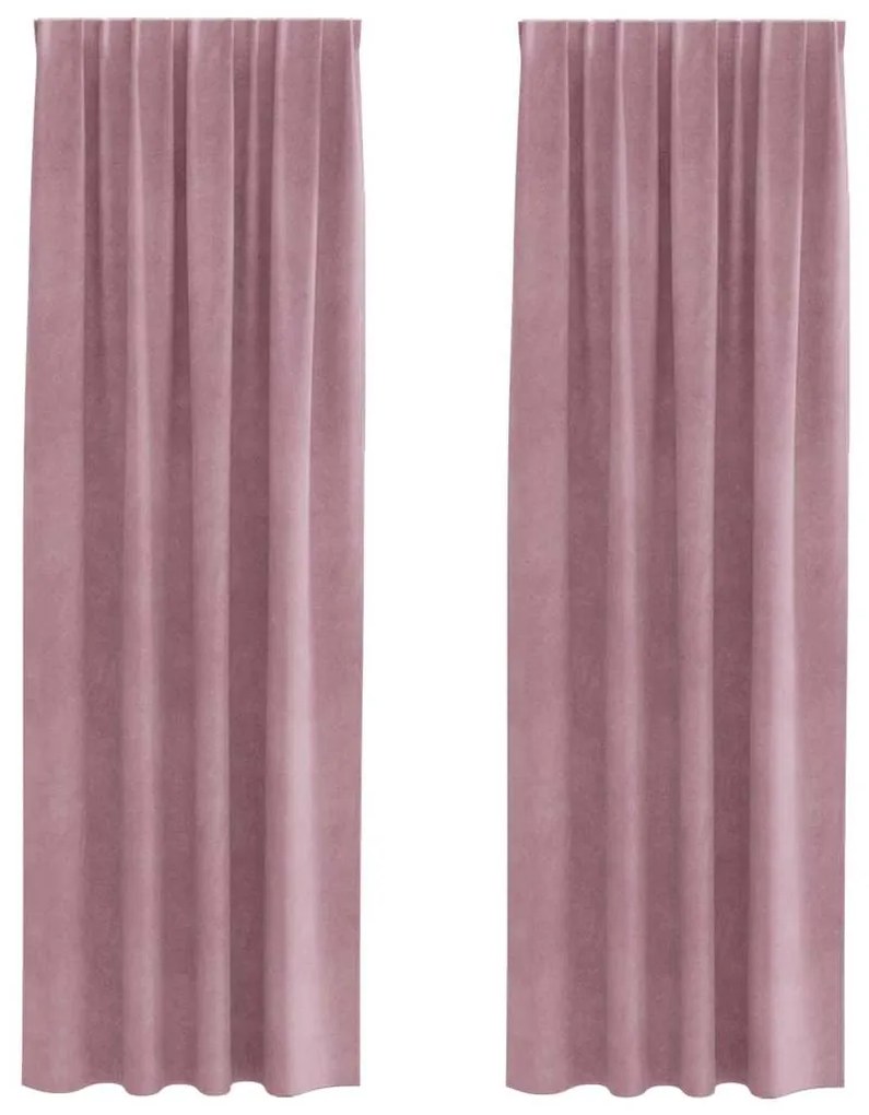 vidaXL Κουρτίνες με κουρτίνες 2 pcs Σκούρο ροζ 140 x 245 cm Βελούδο