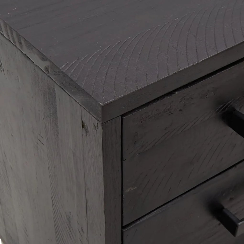 vidaXL Κομοδίνα 2 τεμ. Μαύρα 36x30x45 εκ. από Μασίφ Ξύλο Πεύκου
