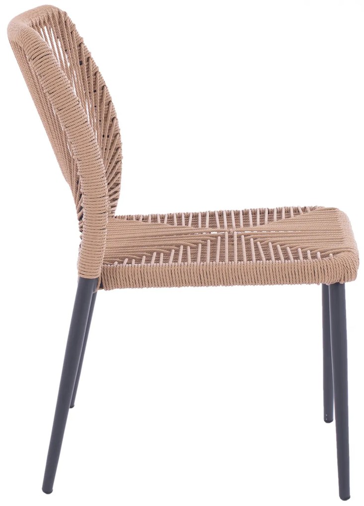 ΚΑΡΕΚΛΑ ΑΛΟΥΜΙΝΙΟΥ ΓΚΡΙ ΜΕ P.E.TWIST RATTAN ΜΠΕΖ HM5770.02 45x63x82Υ εκ.