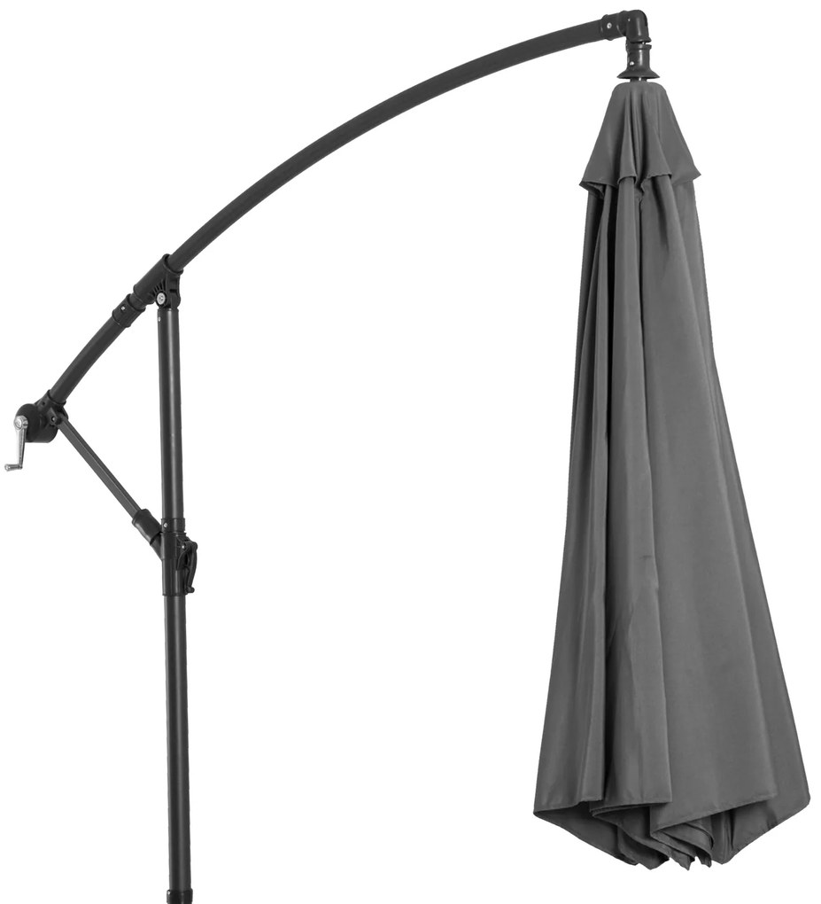 Outsunny Ομπρέλα ηλίου με χειροκίνητο μηχανισμό, ανθεκτική στις καιρικές συνθήκες 2,95 m x 2,95 m x 2,45 m Πολυεστέρας Χάλυβας Μαύρο