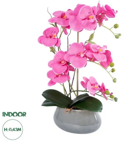 Artificial Garden PINK ORCHID 21121 Διακοσμητικό Φυτό Έντονο Ροζ Ορχιδέα Υ43cm Globostar 21121 Φούξια