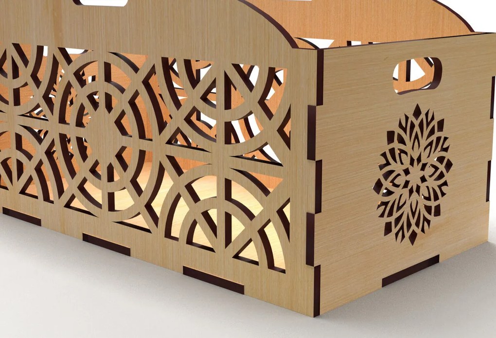 Σετ των 2 Intra απο ξύλο plywood  Χρώμα wenge 3mm-4mm πάχος - Διακοσμητικό κουτί δώρου Ξύλινο κουτί κοπής με λέιζερ Δίασταση 15x15 cm INTRAFABR-118208810