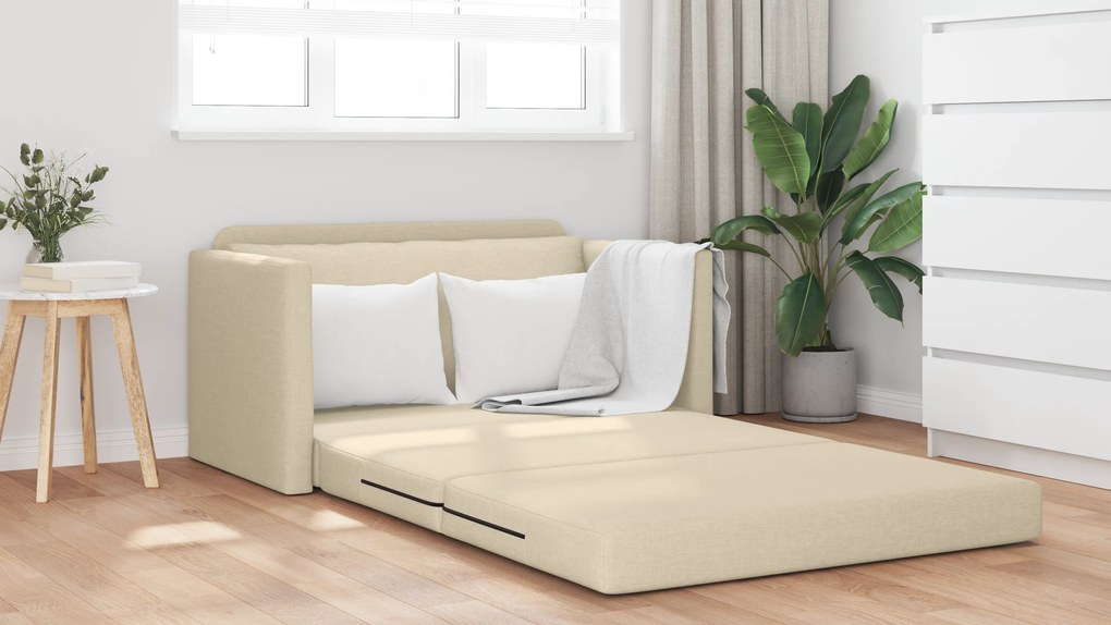 vidaXL Καναπές Κρεβάτι 2 σε 1 Κρεμ 124x71x78 cm Ύφασμα