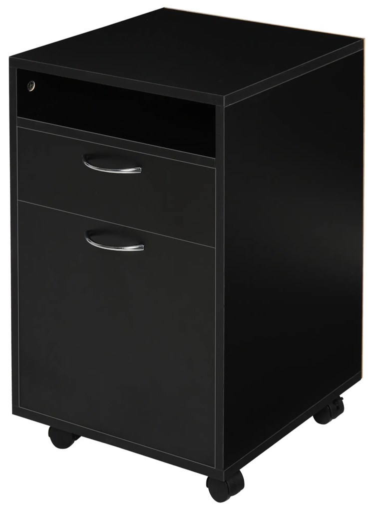 HOMCOM συρταριέρα, συρταριέρα, 1 διαμέρισμα, 1 ράφι, 1 συρτάρι, 40 x 3 x 60 cm, μαύρο