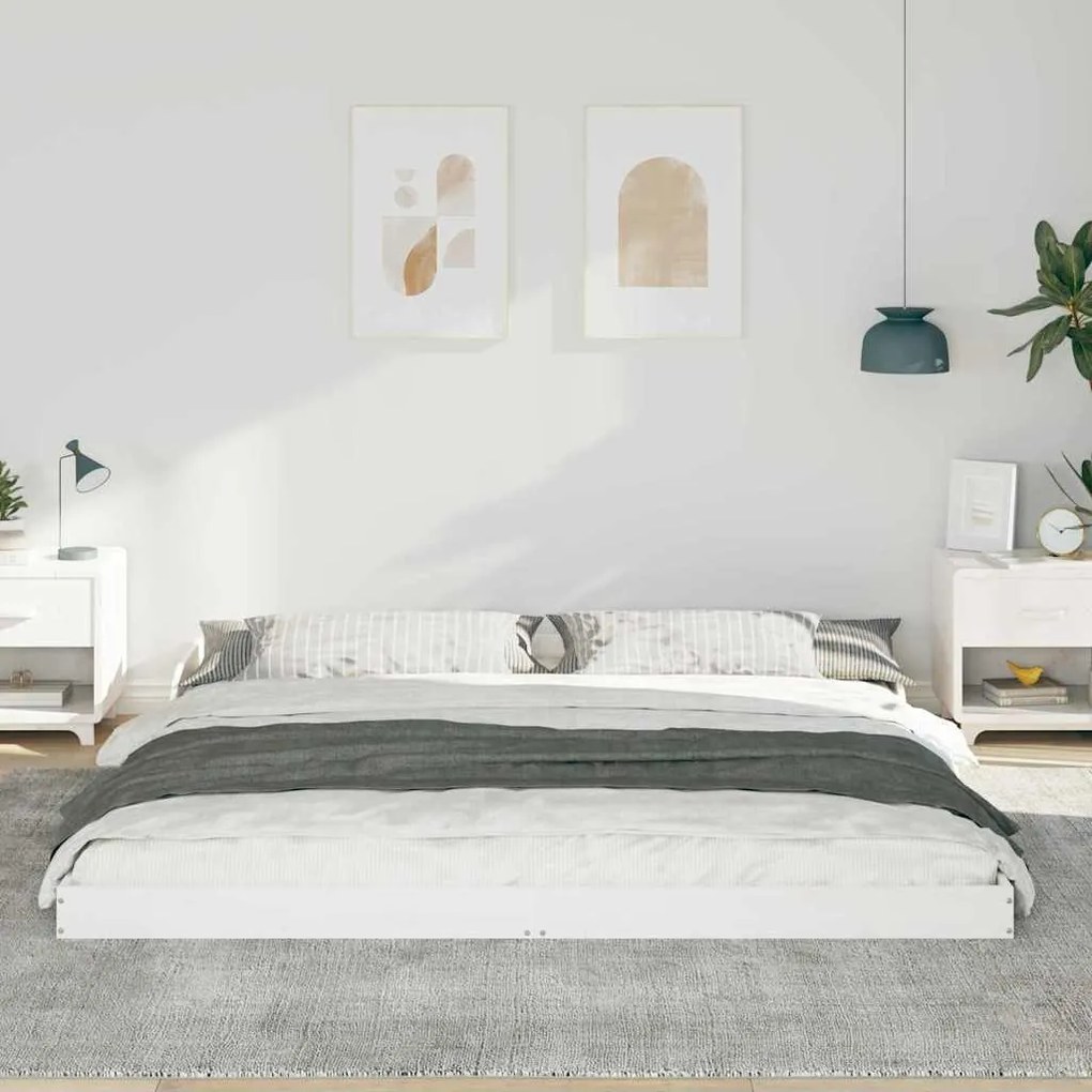 vidaXL Σκελετός Κρεβατιού Λευκό 200 x 210 cm Μασίφ ξύλο πεύκου