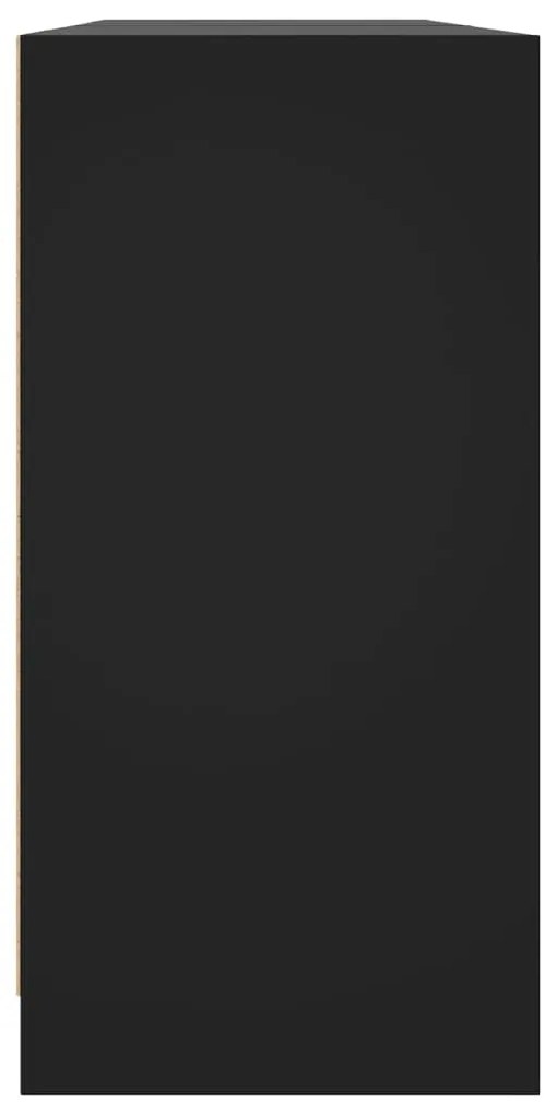 vidaXL Βιβλιοθήκη με Πόρτες Μαύρη 204x37x75 εκ. Επεξ. Ξύλο