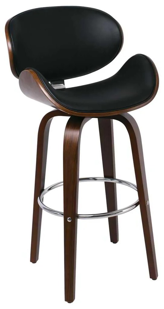 Σκαμπώ GOMEZ Bar Καρυδί/PU Μαύρο 54x57x76/107cm