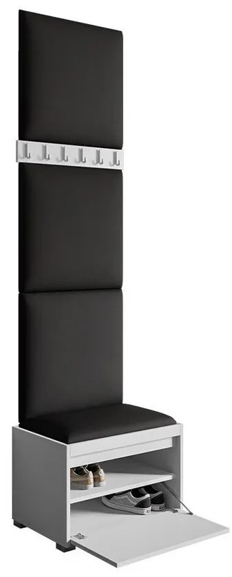 Σετ διαδρόμου Trenton 141 Άσπρο + Οικολογικό δέρμα Soft 011, 65x34cm, 23 kg, Μαύρο, Πλαστικοποιημένη μοριοσανίδα, Οικολογικό δέρμα | Epipla1.gr