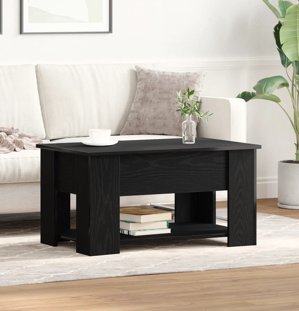 vidaXL Μαύρο Τραπέζι Καφέ 79x49x41 εκ. Φτιαγμένο από Επεξεργασμένο Ξύλο