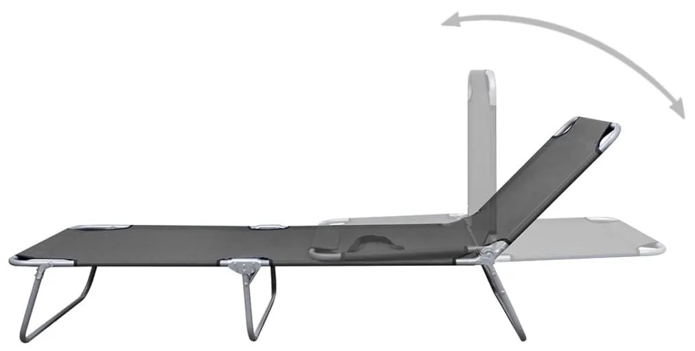 vidaXL Ξαπλώστρα Πτυσσόμενη με Ρυθμιζόμενη Πλάτη Γκρι