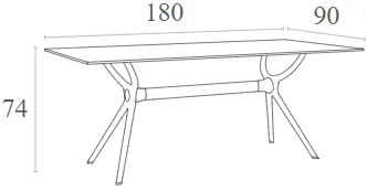 AIR ΤΡΑΠΕΖΙ 180Χ90Χ74εκ. BLACK LAMINATE 12mm