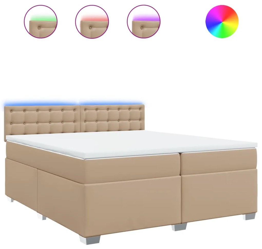 vidaXL Κρεβάτι Boxspring με Στρώμα Καπουτσίνο 200x200εκ.από Συνθ.Δέρμα