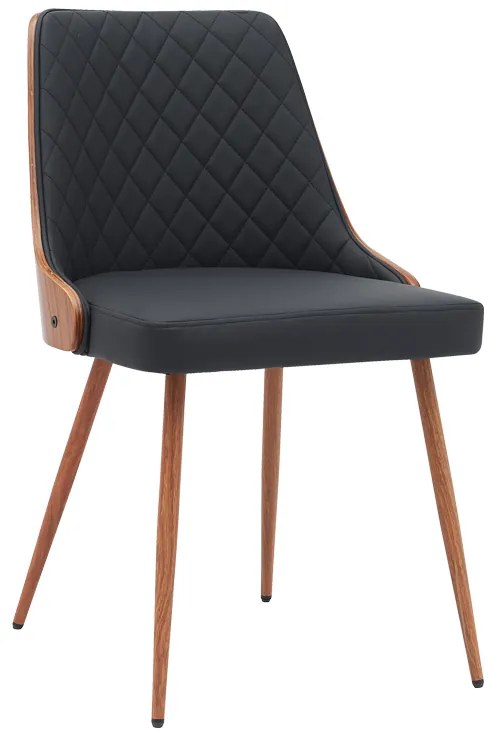 Intrahome Καρέκλα Korom Intrahome μαύρο pu-πόδι καρυδί μέταλλο 50x58.5x78εκ | SKU: INTRAPA-443111115