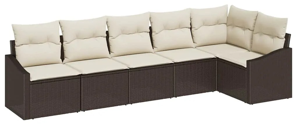 vidaXL Σετ Καναπέ Κήπου 6 pcs Καφέ Πολυ ράταν