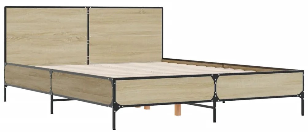 vidaXL Πλαίσιο Κρεβατιού Sonoma Δρυς 160x200 εκ. Επεξ. Ξύλο & Μέταλλο
